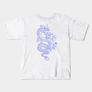 Blue Asian Dragon Kids T-Shirt